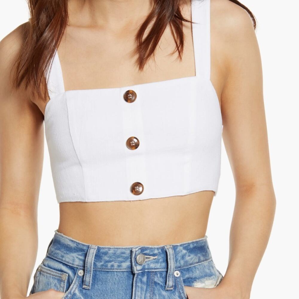 Show me your Mumu white linen Adeline crop top size xs